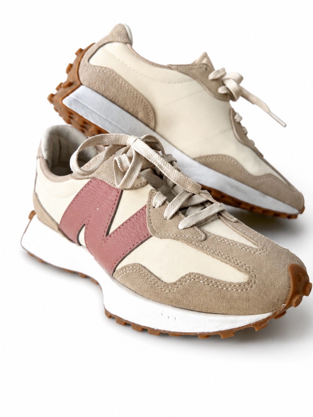 New Balance 327 Women's Cream, Beige & Dusty Pink (rare colour) Runner Sneakers